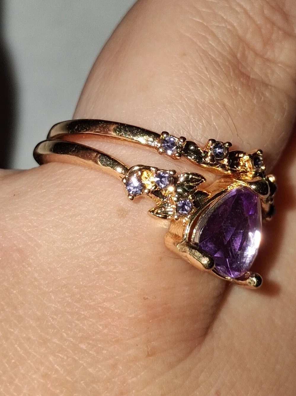 Gold Amethyst Heart Ring